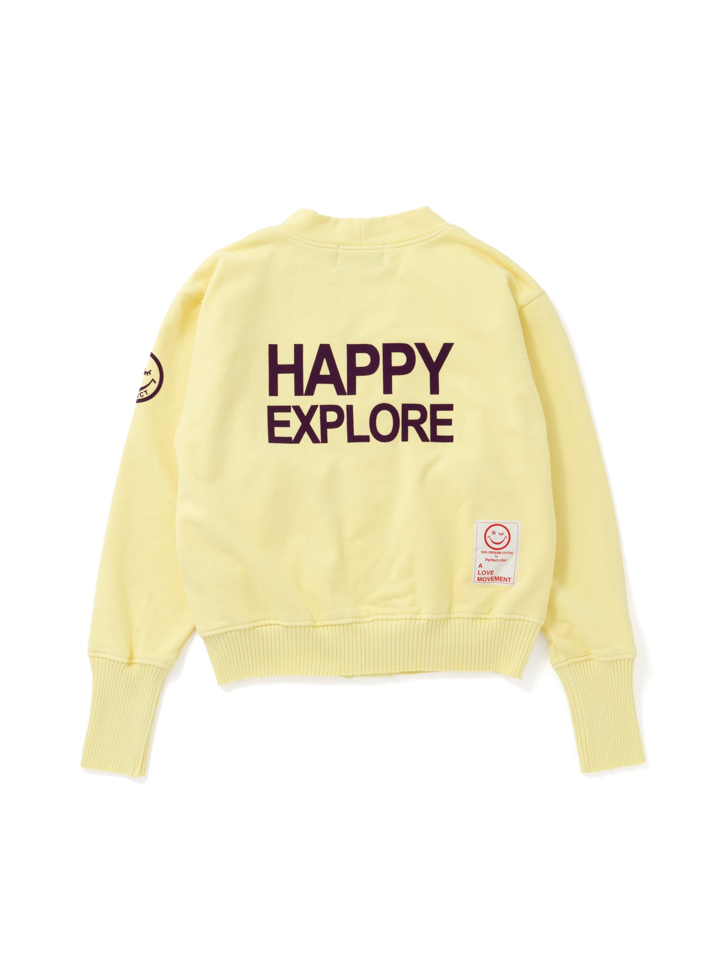【Perfect ribs®︎×A LOVE MOVEMENT】"HAPPY EXPLORE" Basic Sweat Cardigan / Lemon(ベーシック スウェットカーディガン/レモン)