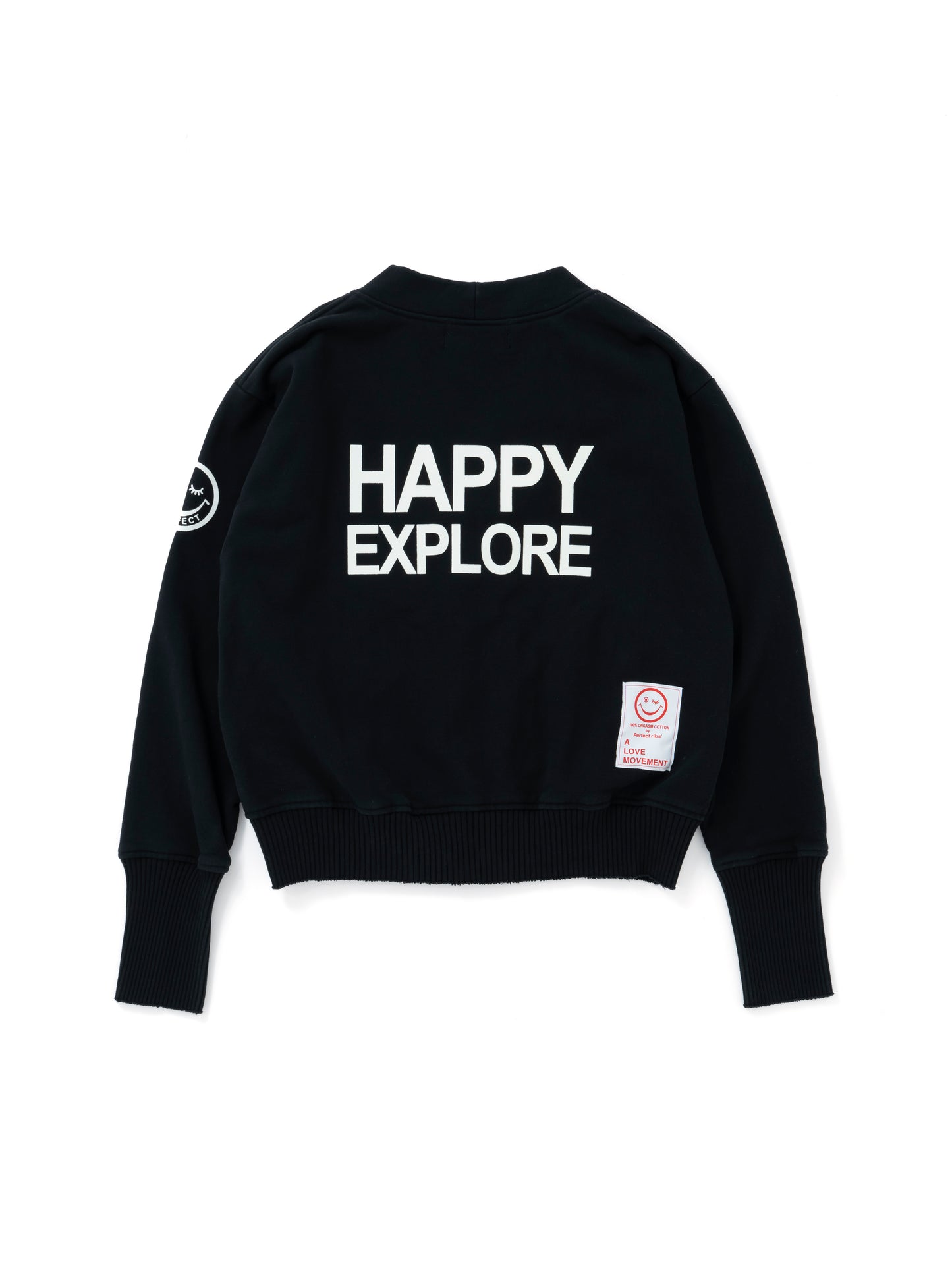【Perfect ribs®︎×A LOVE MOVEMENT】"HAPPY EXPLORE" Basic Sweat Cardigan / Black(ベーシック スウェットカーディガン/ブラック)