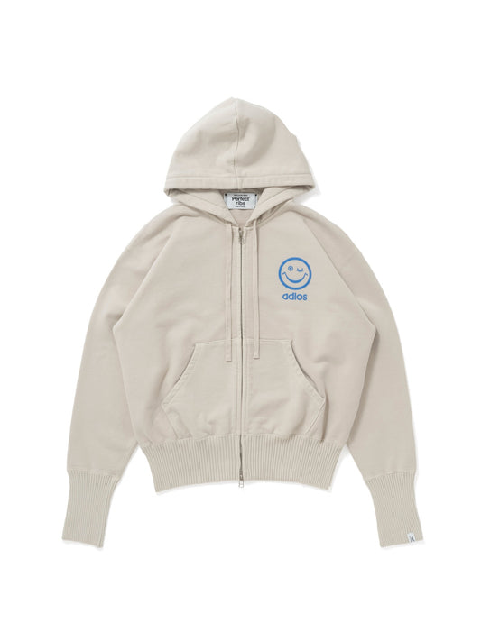 【Perfect ribs×A LOVE MOVEMENT】"PEACE & LOVE" Basic Zip Hoodie / Ivory(ベーシック ジップ フーディー/アイボリー)