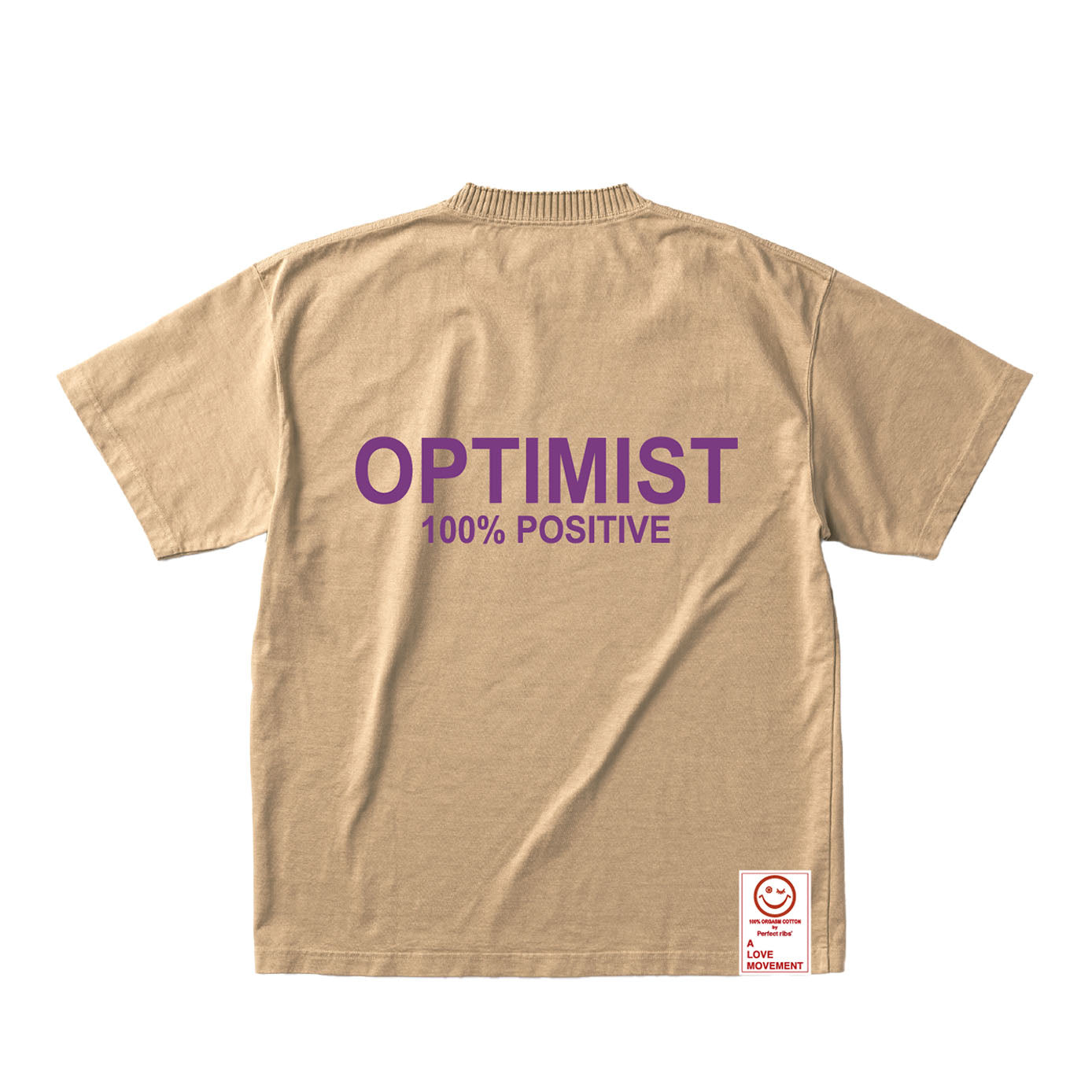 【Perfect ribs®︎×A LOVE MOVEMENT】"RELAX & OPTIMIST"Basic Short Sleeve T Shirts / Light Brown (ベーシック ショートスリーブ ティーシャツ/ライトブラウン)