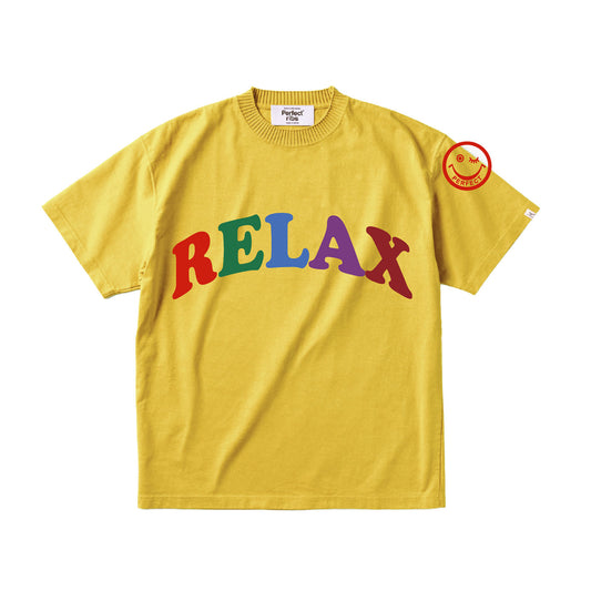 【Perfect ribs®︎×A LOVE MOVEMENT】"RELAX & OPTIMIST"Basic Short Sleeve T Shirts / Vintage Yellow (ベーシック ショートスリーブ ティーシャツ/ヴィンテージイエロー)