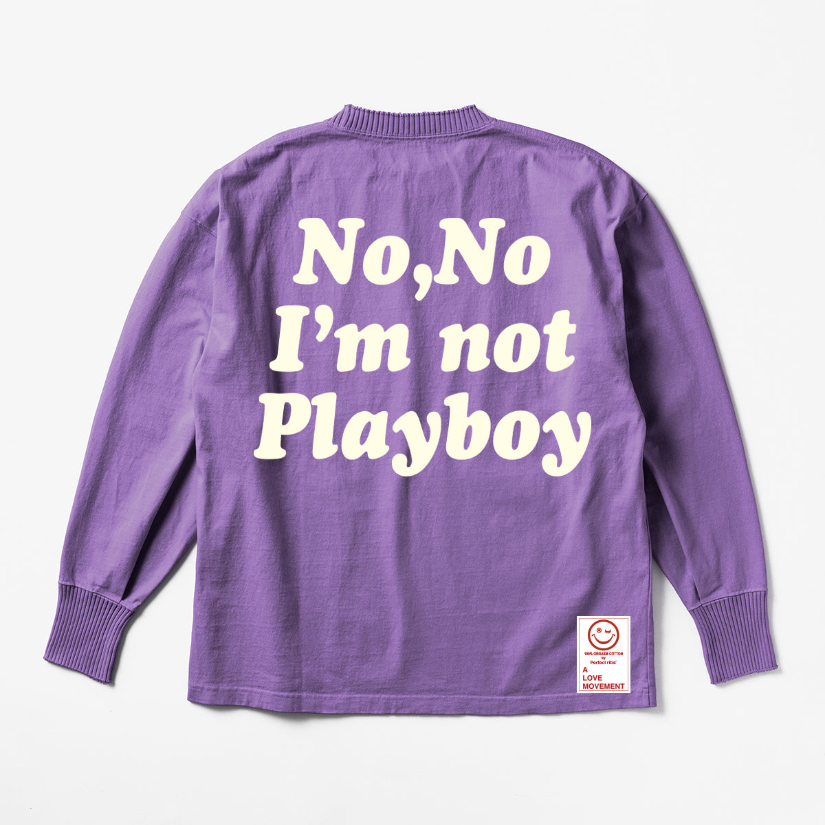 Exclusive Color【Perfect ribs×A LOVE MOVEMENT】"No,No I'm not Playboy" Basic Long Sleeve T Shirt / Purple (ベーシック ロングスリーブ ティーシャツ/パープル)