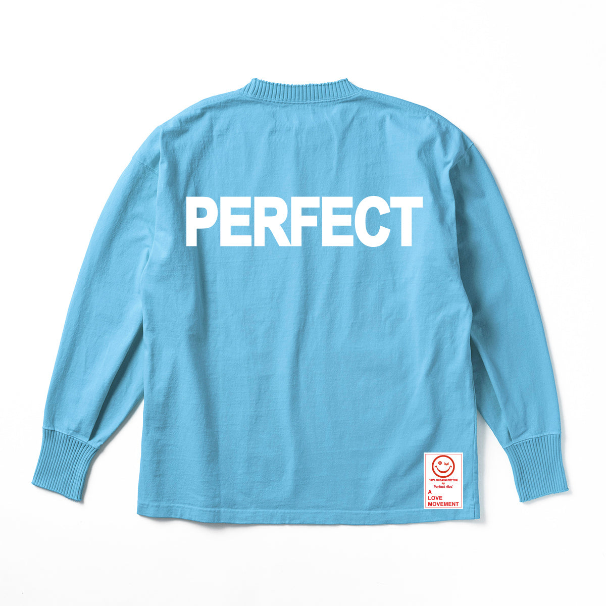 Exclusive Color【Perfect ribs×A LOVE MOVEMENT】 "ART LOVE MUSIC" Basic Long Sleeve T Shirt / Sax×White (ベーシック ショートスリーブ ティーシャツ/サックス×ホワイト)