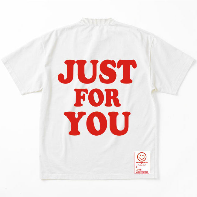 【Perfect ribs×A LOVE MOVEMENT】"JUST FOR YOU" Basic Short Sleeve T Shirt / White×Red (ベーシック ショートスリーブ ティーシャツ/ホワイト×レッド)