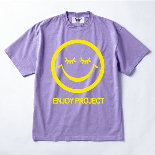 【Perfect ribs×A LOVE MOVEMENT】"JUST FOR YOU" Basic Short Sleeve T Shirt / Lavender×Yellow (ベーシック ショートスリーブ ティーシャツ/ラベンダー×イエロー)