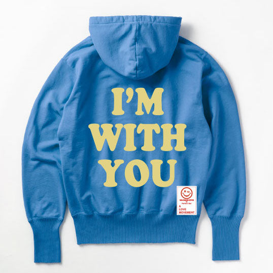 【Perfect ribs×A LOVE MOVEMENT】"I'M WITH YOU" Basic Hoodie / Blue×Lemon Yellow (ベーシック フーディー/ブルー×レモンイエロー)