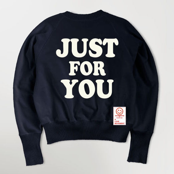 【Perfect ribs×A LOVE MOVEMENT】"JUST FOR YOU" Strange Sleeve Crew Neck Sweat Shirt / Black×Soft Pearl (ストレンジスリーブ クルーネック スウェット/ブラック×ソフトパール)