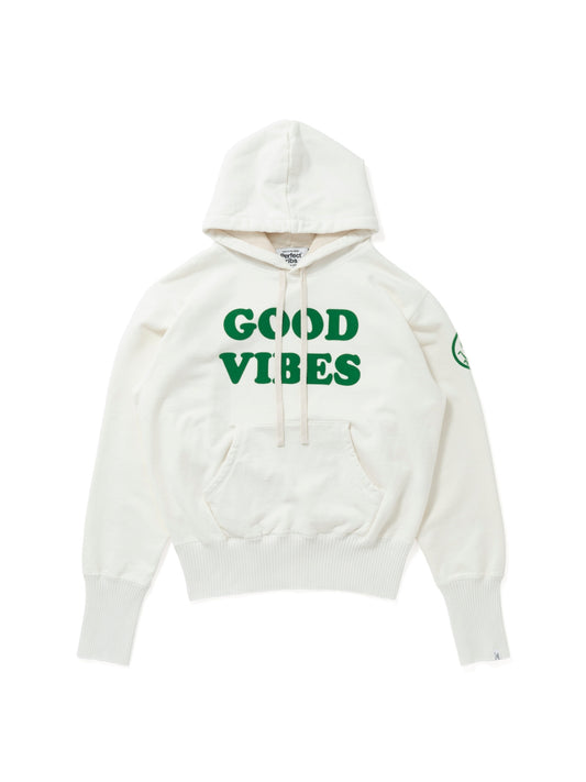 【Perfect ribs®︎×A LOVE MOVEMENT】"GOOD VIBES" Basic Hoodie / White(ベーシック フーディー/ホワイト)