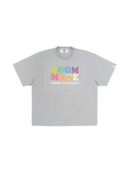 【Perfect ribs®︎×A LOVE MOVEMENT】"ROOMMATE"Basic Short Sleeve T Shirts / Gray (ベーシック ショートスリーブ ティーシャツ/グレー)