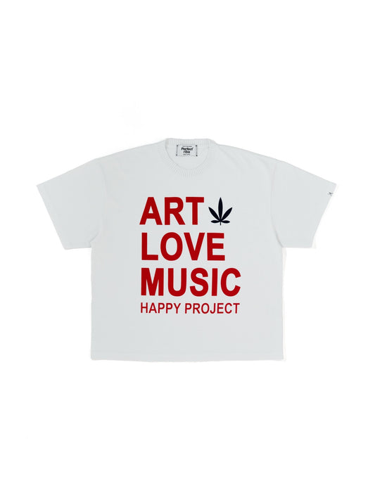 【Perfect ribs®︎×A LOVE MOVEMENT】"ART LOVE MUSIC"Basic Short Sleeve T Shirts / Cloud White (ベーシック ショートスリーブ ティーシャツ/クラウドホワイト)