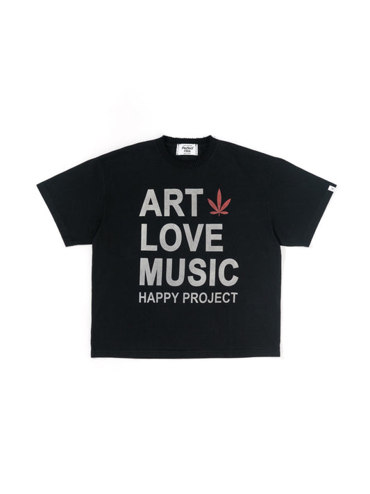 【Perfect ribs®︎×A LOVE MOVEMENT】"ART LOVE MUSIC"Basic Short Sleeve T Shirts / Black (ベーシック ショートスリーブ ティーシャツ/ブラック)