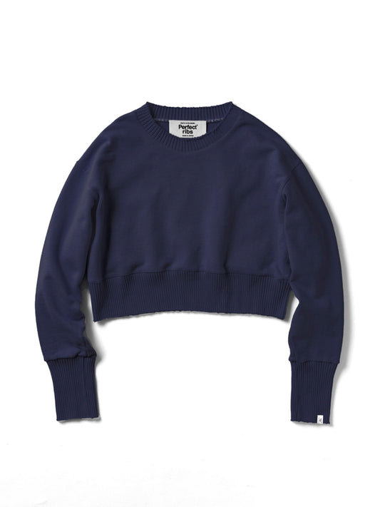 Strange Sleeve Cropped Sweat Shirts / Navy Purple(ストレンジスリーブ クロップド スウェット/ネイビーパープル)