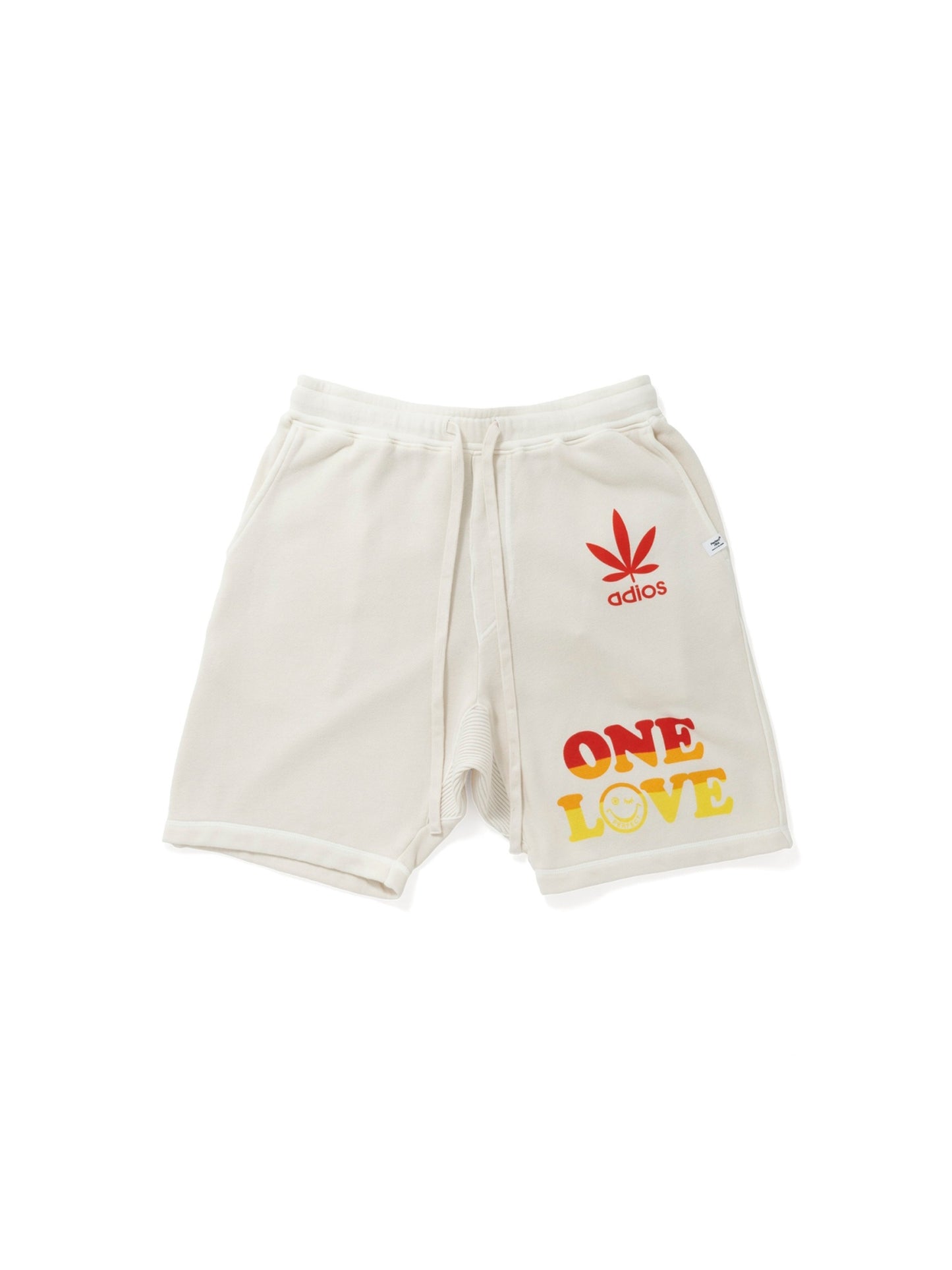 【Perfect ribs®︎×A LOVE MOVEMENT】"ONE LOVE" Sweat Short Pants / Off White(スウェットショートパンツ/オフホワイト)