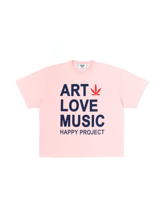 【Perfect ribs®︎×A LOVE MOVEMENT】"ART LOVE MUSIC"Basic Short Sleeve T Shirts / Pink (ベーシック ショートスリーブ ティーシャツ/ピンク)