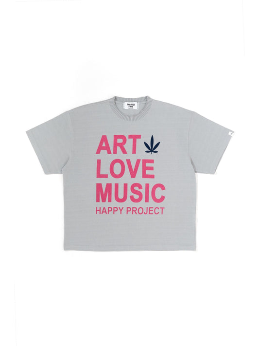 【Perfect ribs®︎×A LOVE MOVEMENT】"ART LOVE MUSIC"Basic Short Sleeve T Shirts / Gray (ベーシック ショートスリーブ ティーシャツ/グレー)