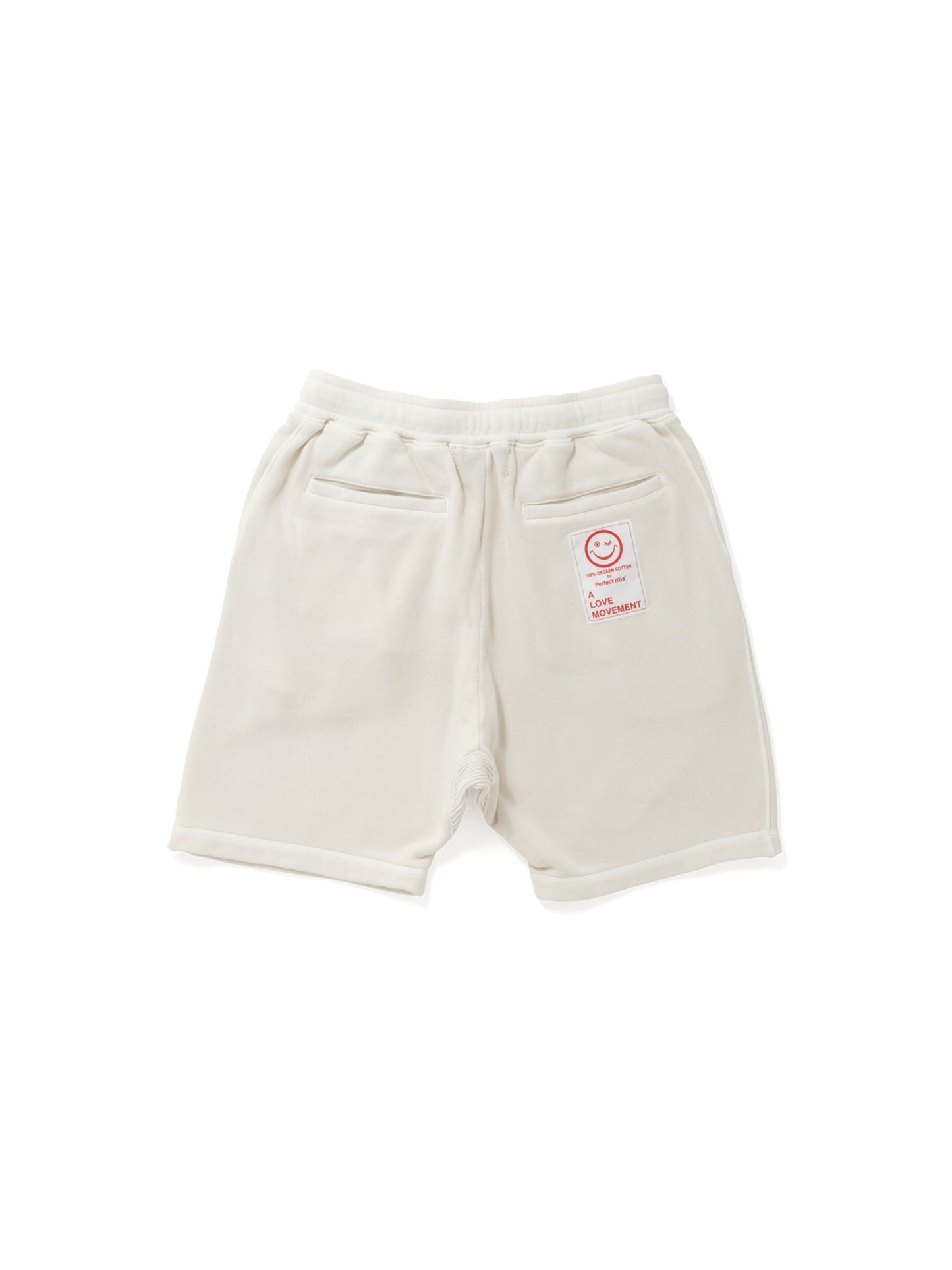 【Perfect ribs®︎×A LOVE MOVEMENT】"ONE LOVE" Sweat Short Pants / Off White(スウェットショートパンツ/オフホワイト)