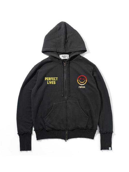 【Perfect ribs®︎ ×A LOVE MOVEMENT×LEADER】Zip Hoodie / Vintage Black(ジップフーディ/ビンテージブラック)