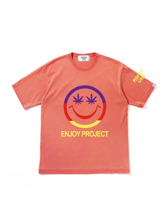 【Perfect ribs®︎ ×A LOVE MOVEMENT×LEADER】Short Sleeve T-Shirts / Coral Red(ショートスリーブ ティーシャツ/コーラルレッド)