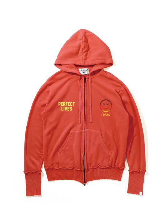 【Perfect ribs®︎ ×A LOVE MOVEMENT×LEADER】Zip Hoodie / Coral Red(ジップフーディ/コーラルレッド)
