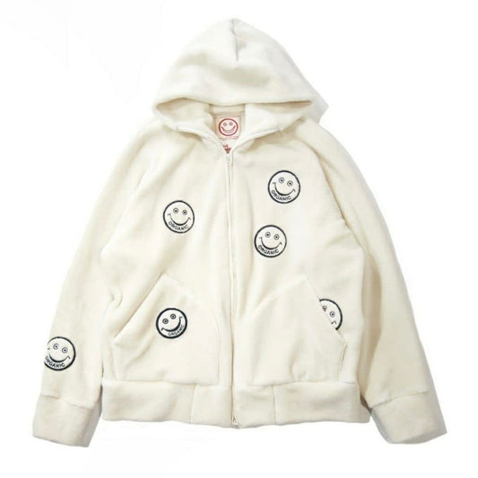 【A LOVE MOVEMENT】Polar Bear Zip Hoodie with Smile Patch