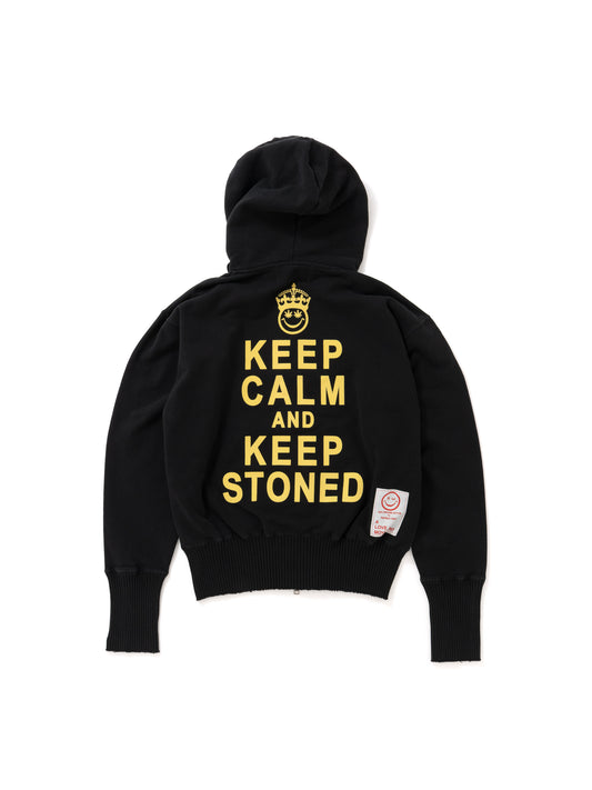 【Perfect ribs®︎×A LOVE MOVEMENT】KEEP CALM Basic Zip Hoodie / Black(ベーシック ジップフーディー/ブラック)