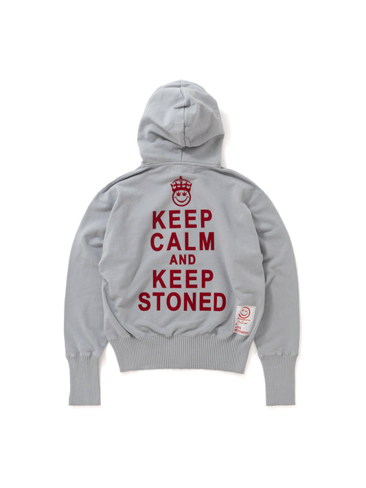 【Perfect ribs®︎×A LOVE MOVEMENT】KEEP CALM Basic Zip Hoodie / Grey(ベーシック ジップフーディー/グレー)