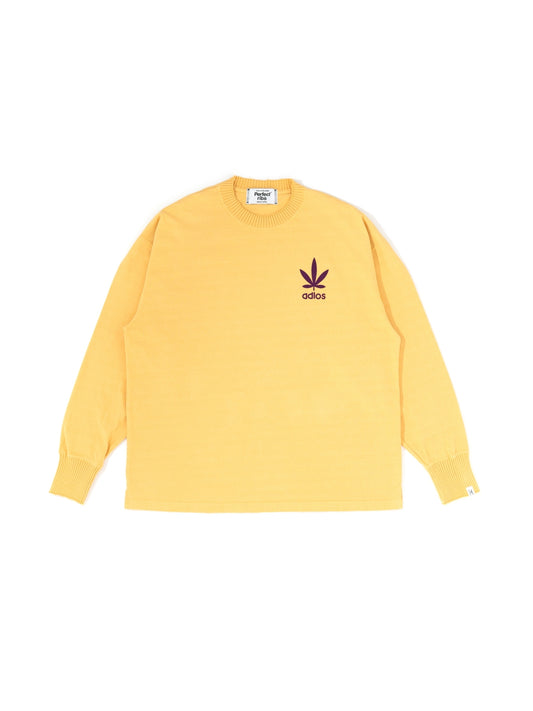 【Perfect ribs®︎×A LOVE MOVEMENT】"RELAX TAKE IT EASY"Side Slit Long Sleeve T Shirts / Yellow(サイドスリット ロングスリーブ ティーシャツ/イエロー)