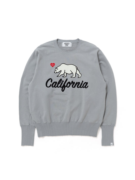 【Perfect ribs®︎×A LOVE MOVEMENT】"California Dreaming" Strange Sleeve Crew Neck Sweat Shirts / Gray(ストレンジスリーブ クルーネック スウェット/グレー)