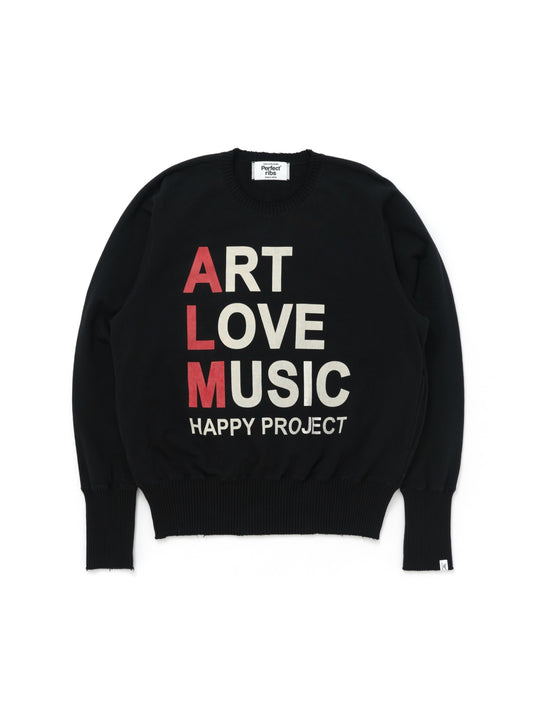 【Perfect ribs®︎×A LOVE MOVEMENT】"ART LOVE MUSIC" Strange Sleeve Crew Neck Sweat Shirts / Black(ストレンジスリーブ クルーネック スウェット/ブラック)