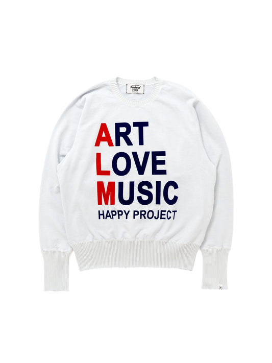 【Perfect ribs®︎×A LOVE MOVEMENT】"ART LOVE MUSIC" Strange Sleeve Crew Neck Sweat Shirts / Cloud White(ストレンジスリーブ クルーネック スウェット/クラウドホワイト)