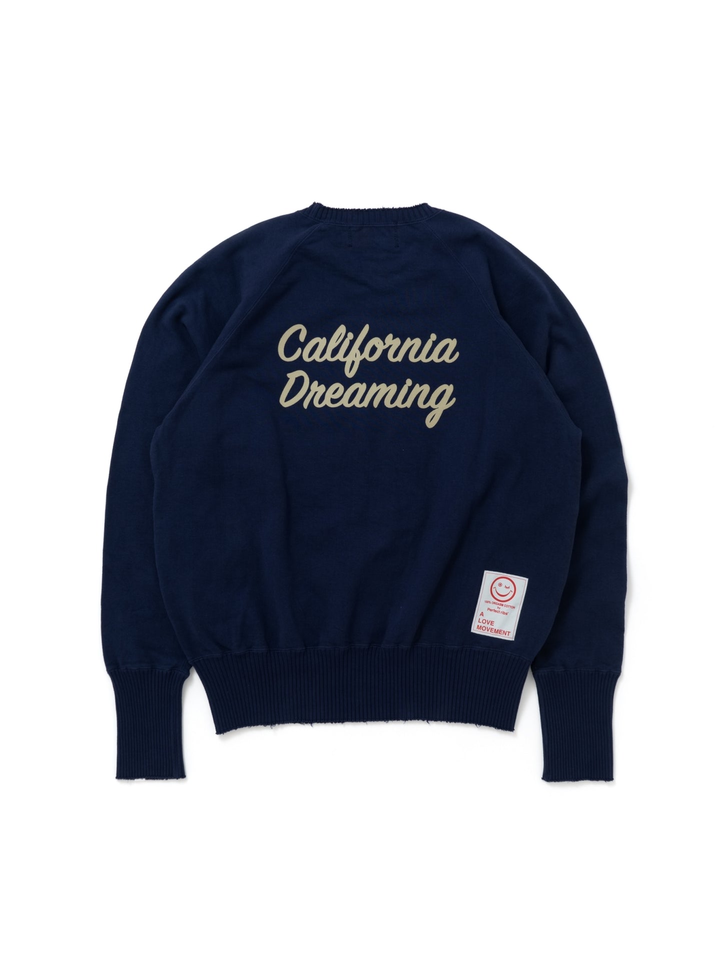 【Perfect ribs®︎×A LOVE MOVEMENT】"California Dreaming" Strange Sleeve Crew Neck Sweat Shirts / Navy Purple(ストレンジスリーブ クルーネック スウェット/ネイビーパープル)