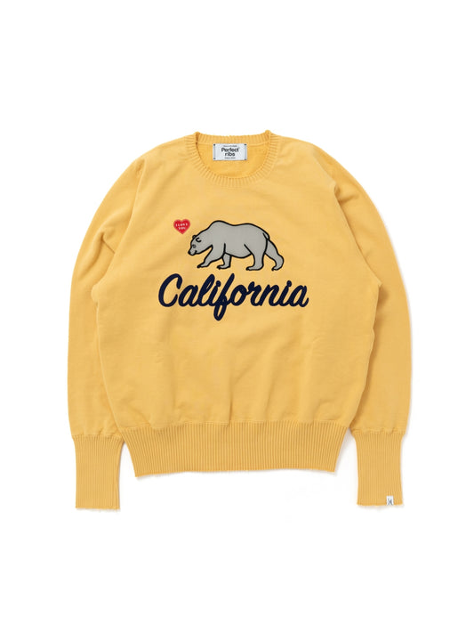 【Perfect ribs®︎×A LOVE MOVEMENT】"California Dreaming" Strange Sleeve Crew Neck Sweat Shirts / Yellow(ストレンジスリーブ クルーネック スウェット/イエロー)