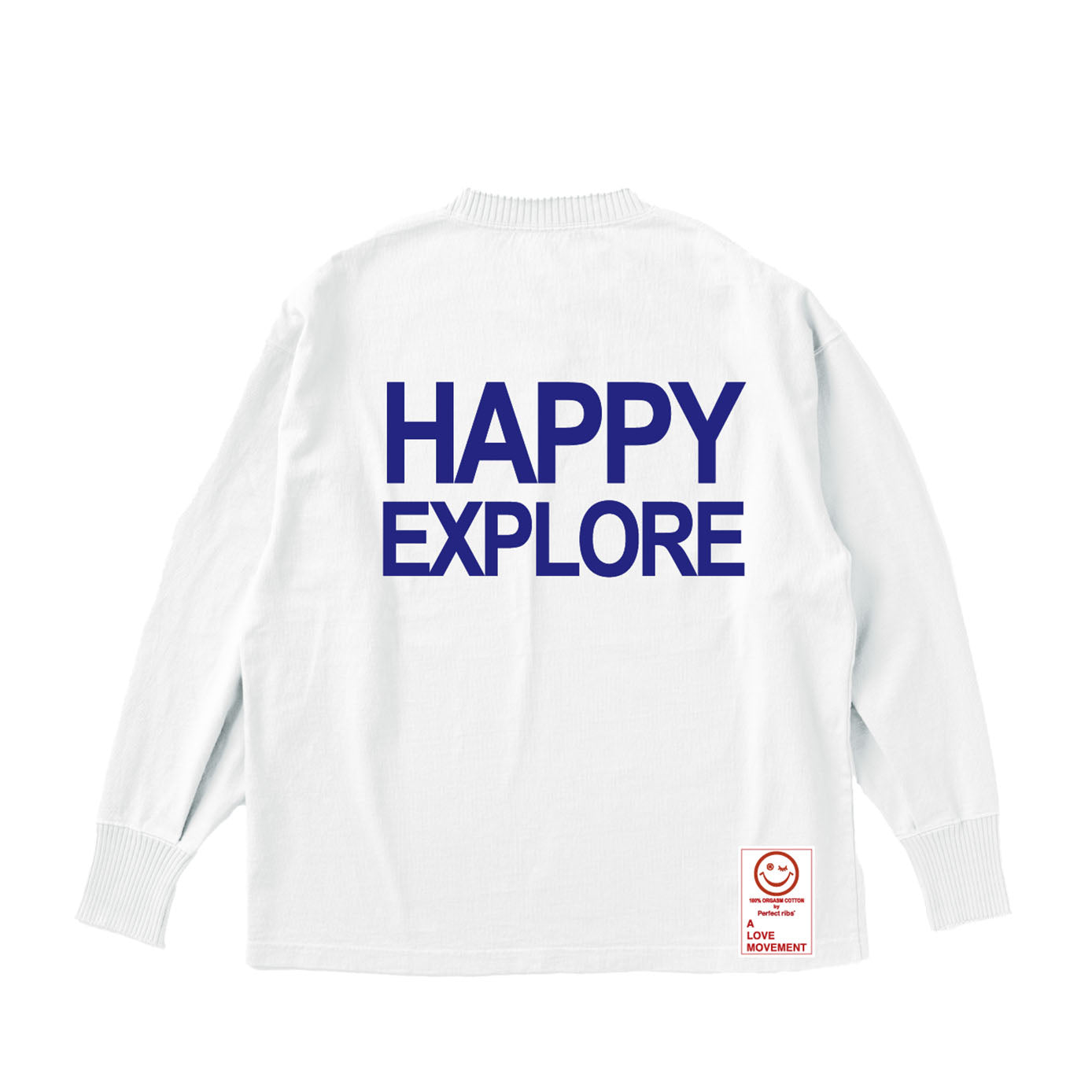 【Perfect ribs®︎×A LOVE MOVEMENT】"ADIOS SENORITA & HAPPY EXPLORE"Side Slit Long Sleeve T Shirts / White(サイドスリット ロングスリーブ ティーシャツ/ホワイト)