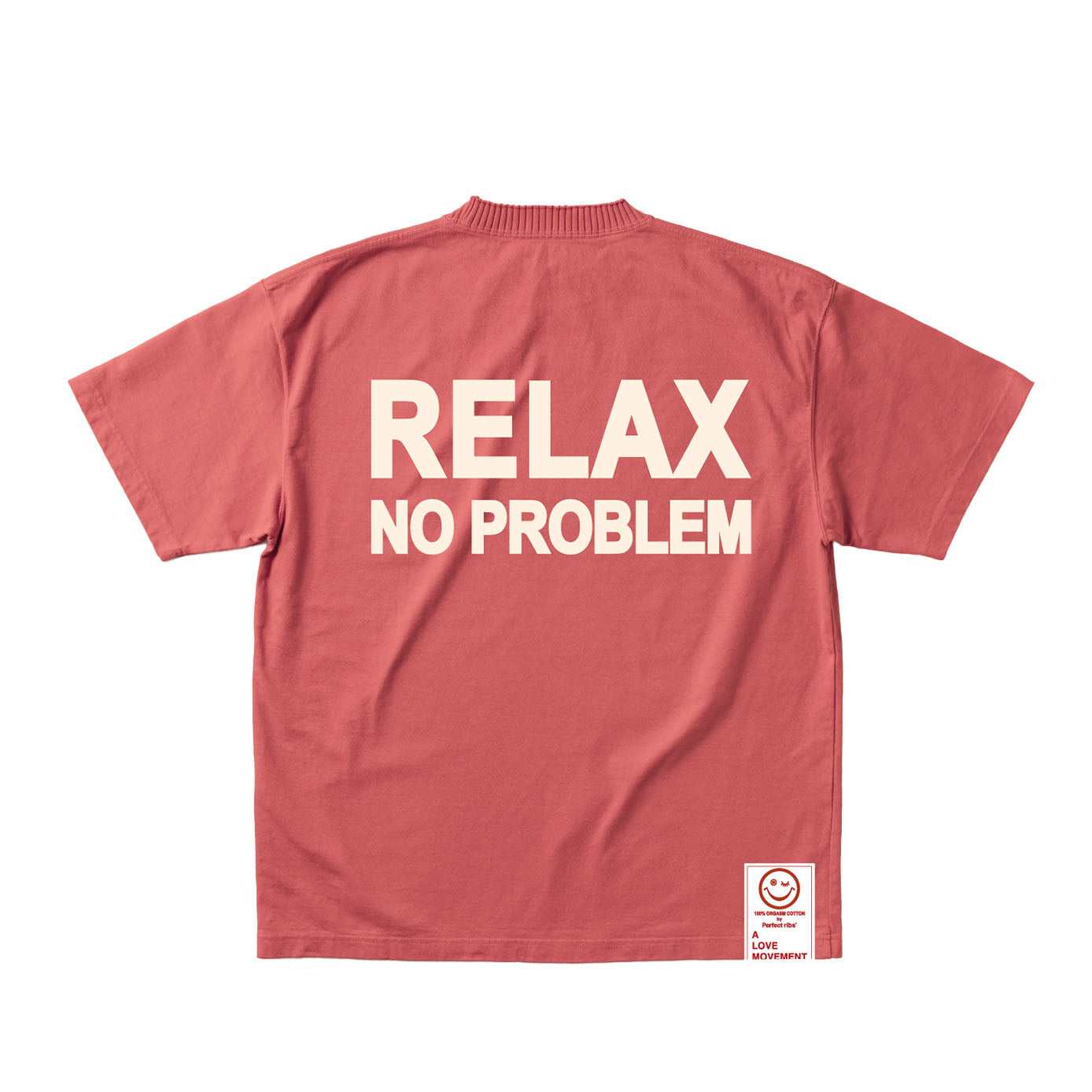 【Perfect ribs®︎×A LOVE MOVEMENT】"RELAX NO PROBLEM"Basic Short Sleeve T Shirts /Vintage Red (ベーシック ショートスリーブ ティーシャツ/ヴィンテージ レッド)