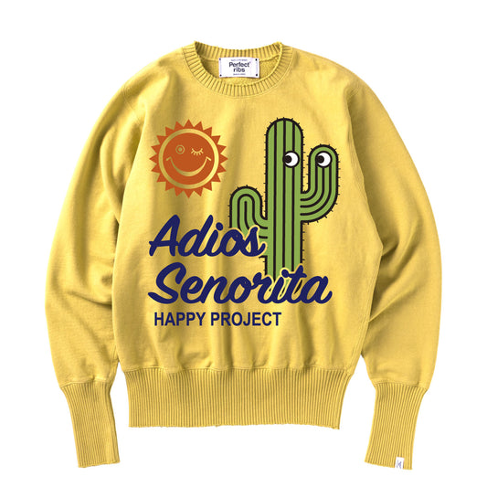 【Perfect ribs®︎×A LOVE MOVEMENT】"Adios Senorita & California Dreaming" Strange Sleeve Crew Neck Sweat Shirts / Vintage Yellow(ストレンジスリーブ クルーネック スウェット/ヴィンテージイエロー)