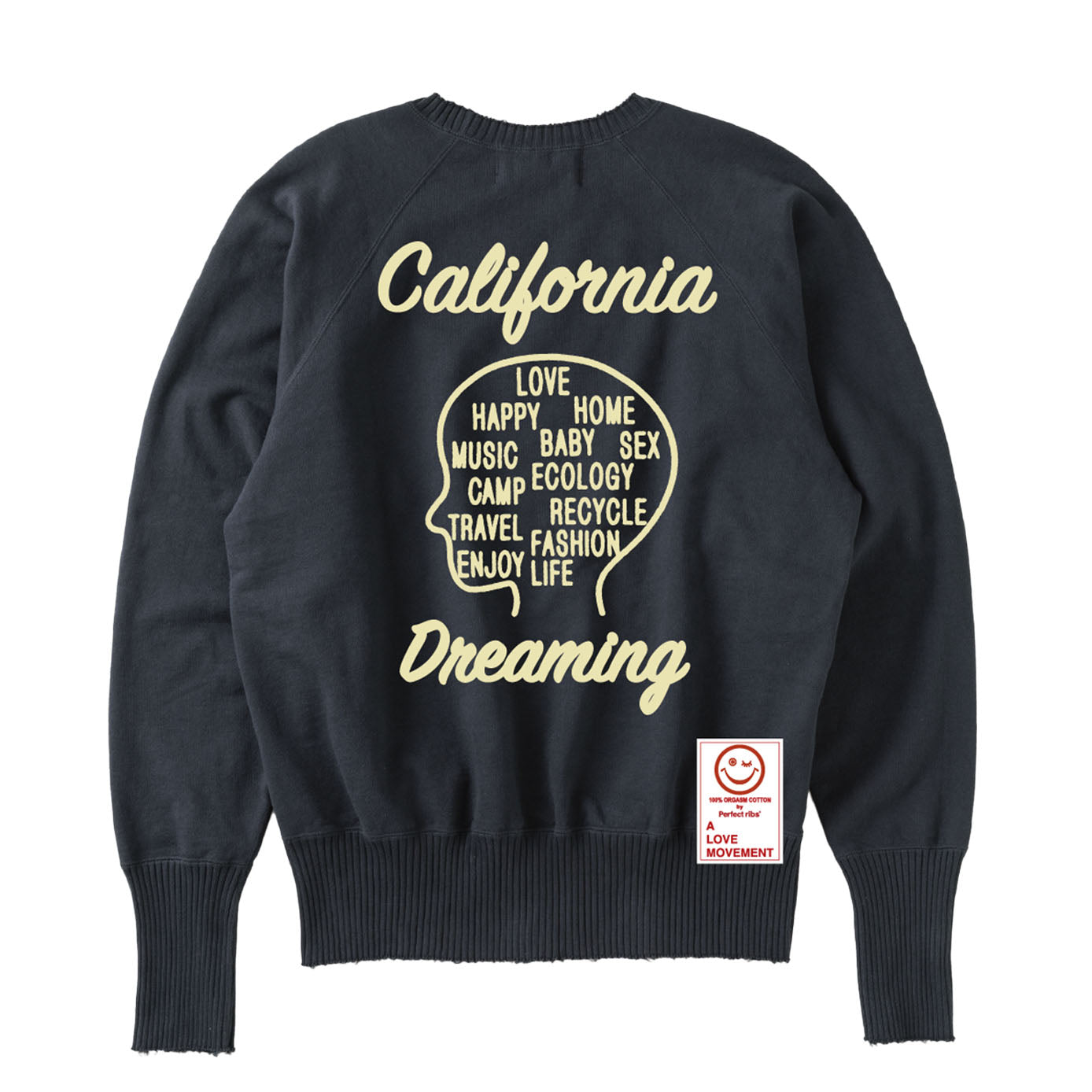 【Perfect ribs®︎×A LOVE MOVEMENT】"Adios Senorita & California Dreaming" Strange Sleeve Crew Neck Sweat Shirts / Vintage Black(ストレンジスリーブ クルーネック スウェット/ヴィンテージブラック)