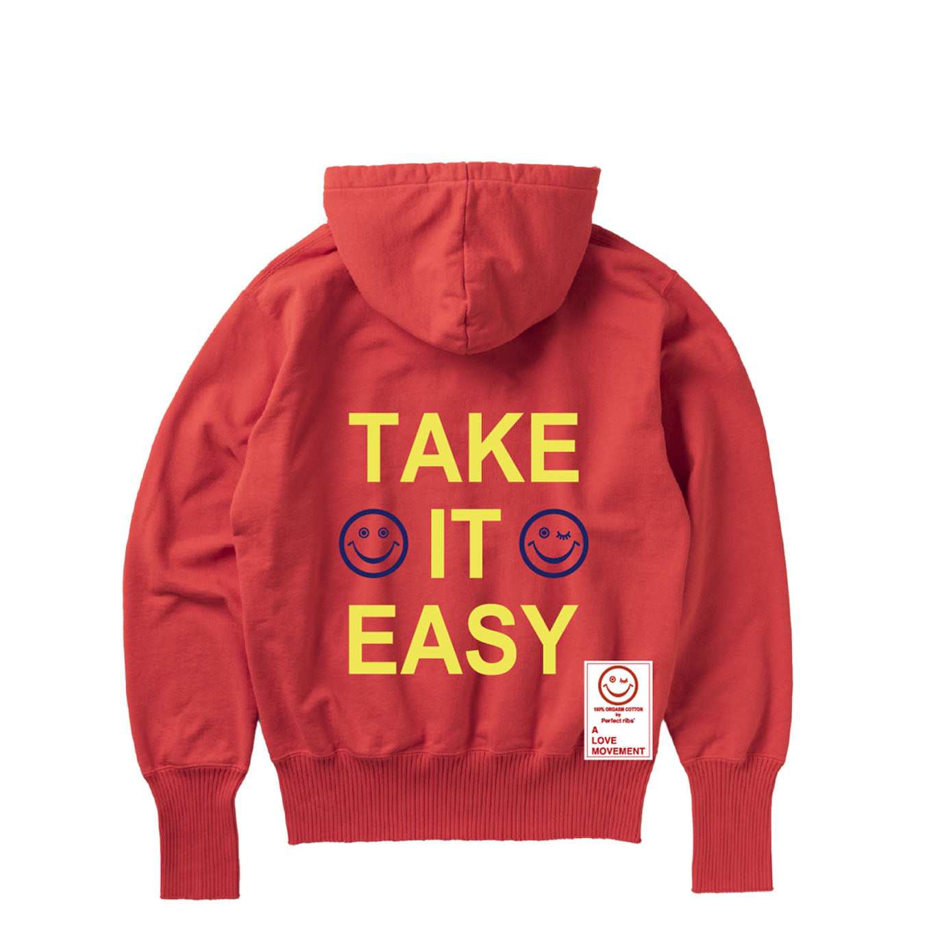【Perfect ribs®︎×A LOVE MOVEMENT】"RELAX & TAKE IT EASY"Basic Hoodie / Red(ベーシック フーディー/レッド)