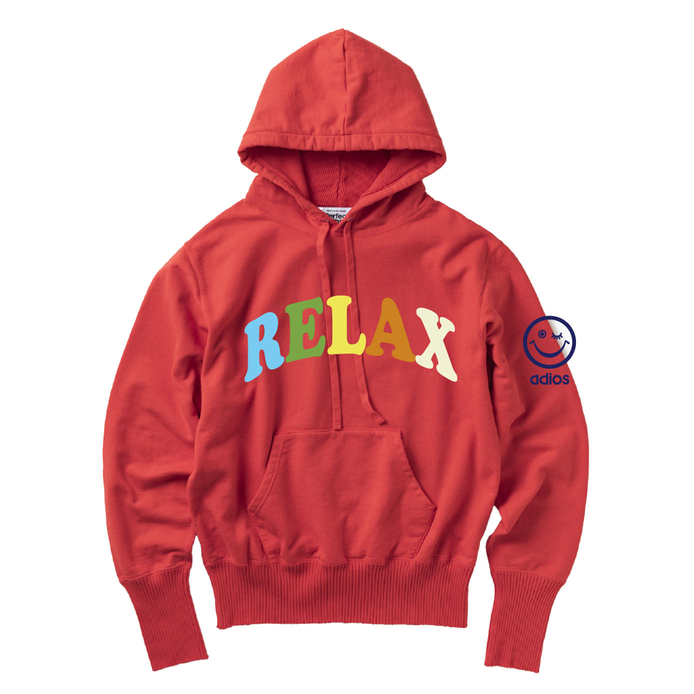 【Perfect ribs®︎×A LOVE MOVEMENT】"RELAX & TAKE IT EASY"Basic Hoodie / Red(ベーシック フーディー/レッド)