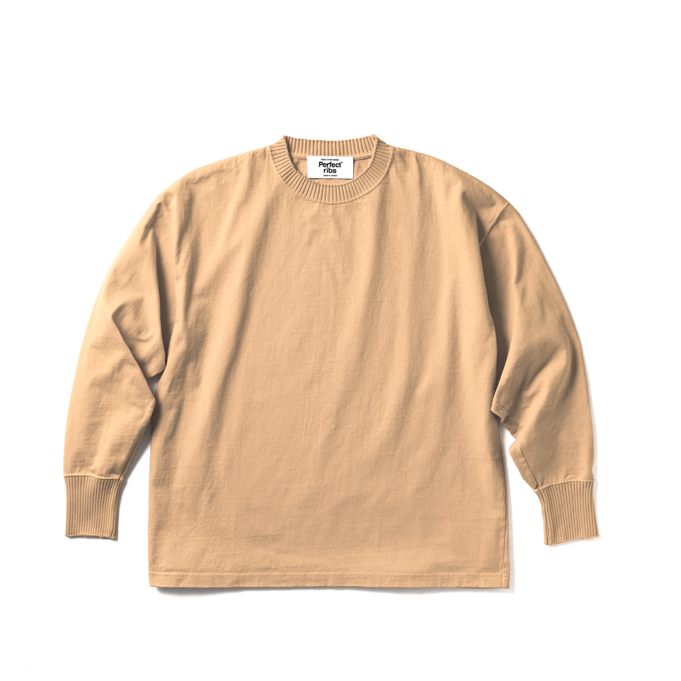 Side Slit Long Sleeve T Shirts /Light Brown(サイドスリット ロングスリーブ ティーシャツ/ライトブラウン)