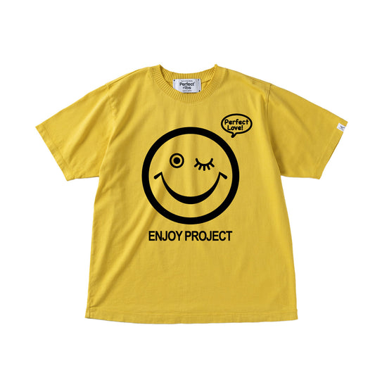 【Perfect ribs®︎×A LOVE MOVEMENT】"SMILE & TAKE IT EASY"Short Sleeve T Shirts / Vintage Yellow (ショートスリーブ ティーシャツ/ヴィンテージイエロー)