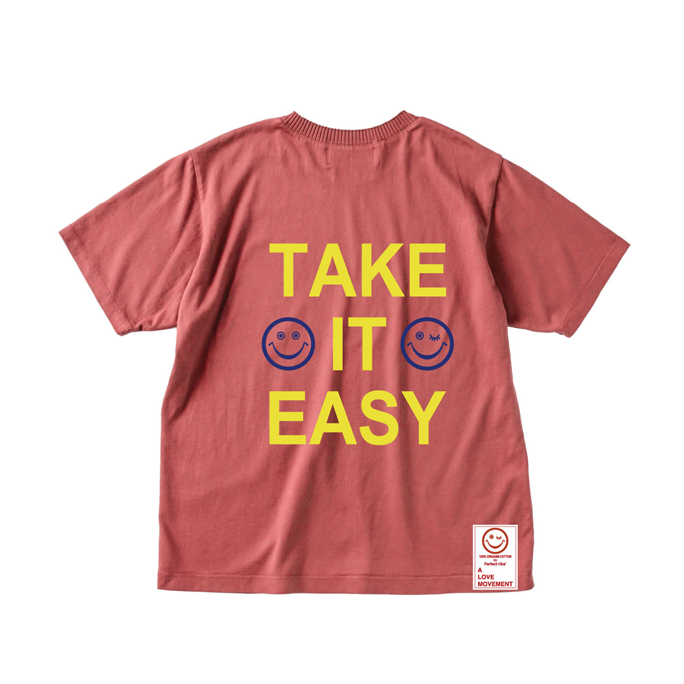 【Perfect ribs®︎×A LOVE MOVEMENT】"SMILE & TAKE IT EASY"Short Sleeve T Shirts / Vintage Red (ベーシック ショートスリーブ ティーシャツ/ヴィンテージレッド)