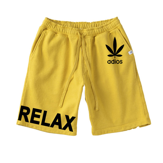 【Perfect ribs®︎×A LOVE MOVEMENT】"adios & RELAX" Sweat Short Pants / Vintage Yellow(スウェットショートパンツ/ヴィンテージイエロー)