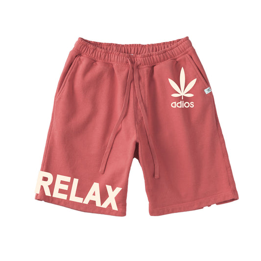 【Perfect ribs®︎×A LOVE MOVEMENT】"adios & RELAX" Sweat Short Pants / Vintage Red(スウェットショートパンツ/ヴィンテージレッド)