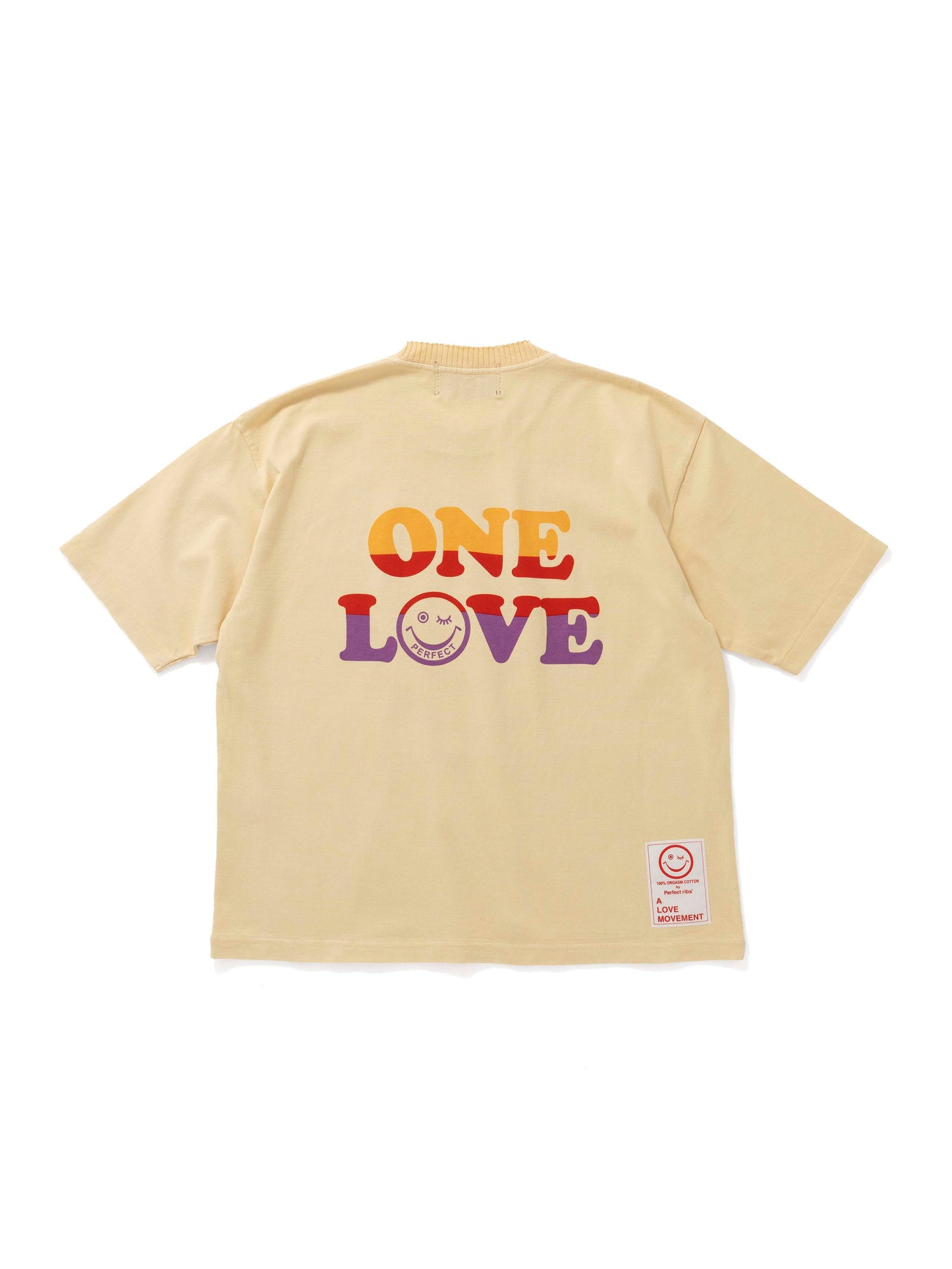 【Perfect ribs®︎×A LOVE MOVEMENT】"ONE LOVE"Short Sleeve T Shirts / Vintege Yellow(ショートスリーブ ティーシャツ/ビンテージイエロー)