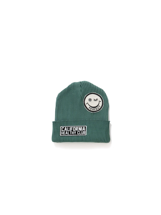 【Perfect ribs®︎×A LOVE MOVEMENT】PATCH Rib Beanie Cap / Fade Green(パッチ ビーニー キャップ/フェードグリーン)