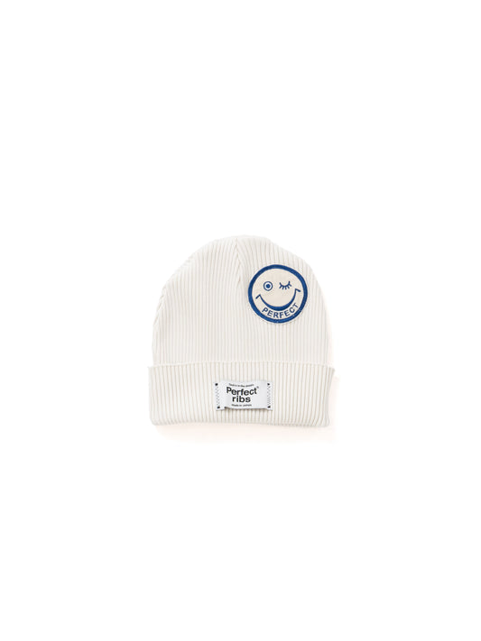 【Perfect ribs®︎×A LOVE MOVEMENT】PATCH Rib Beanie Cap / White(パッチ ビーニー キャップ/ホワイト)