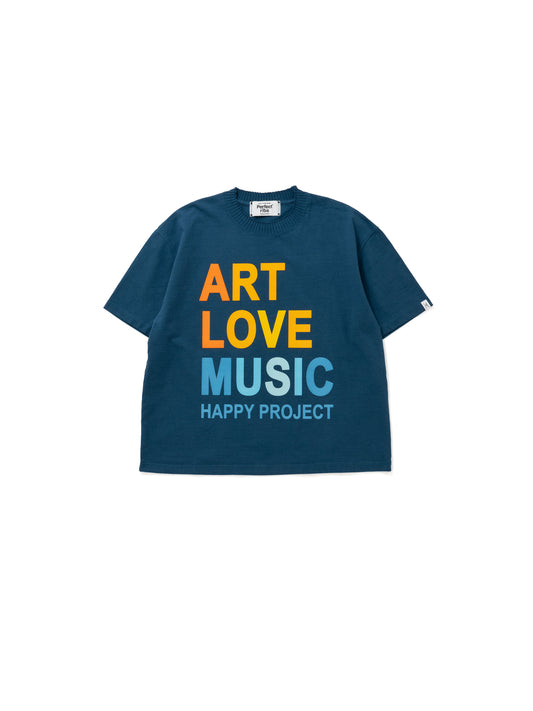 【Perfect ribs®︎×A LOVE MOVEMENT】ART LOVE MUSIC / Short Sleeve T Shirts / Sea Blue(ショートスリーブティーシャツ/シーブルー)