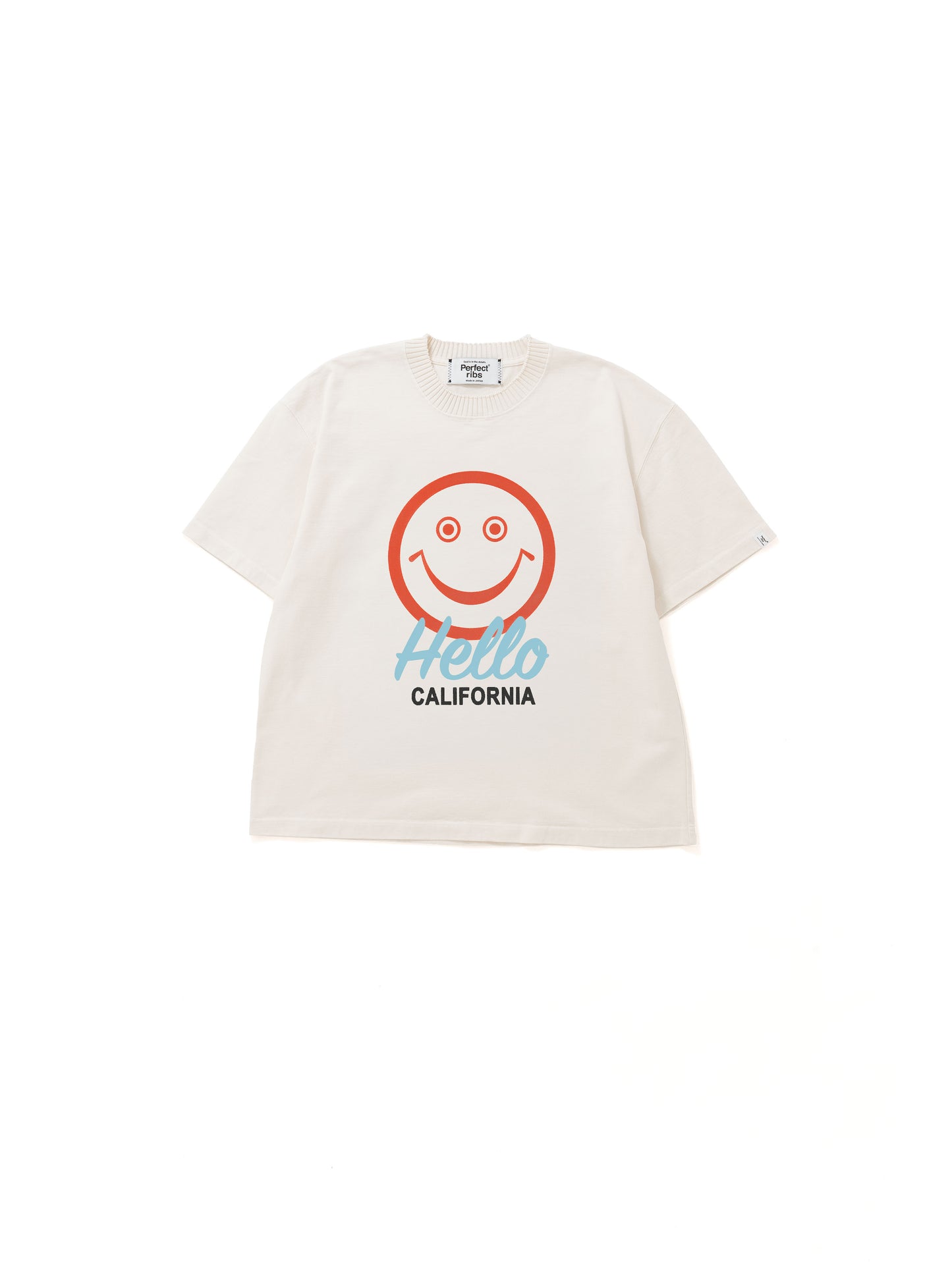 【Perfect ribs®︎×A LOVE MOVEMENT】Helllo CALFOLNIA / Basic Short Sleeve T Shirts / Ivory(ベーシックショートスリーブティーシャツ/アイボリー)