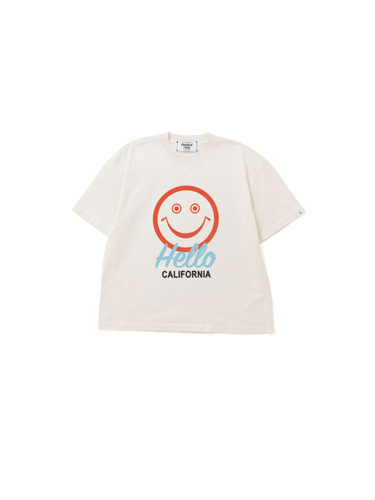 【Perfect ribs®︎×A LOVE MOVEMENT】Helllo CALFOLNIA / Basic Short Sleeve T Shirts / Ivory(ベーシックショートスリーブティーシャツ/アイボリー)