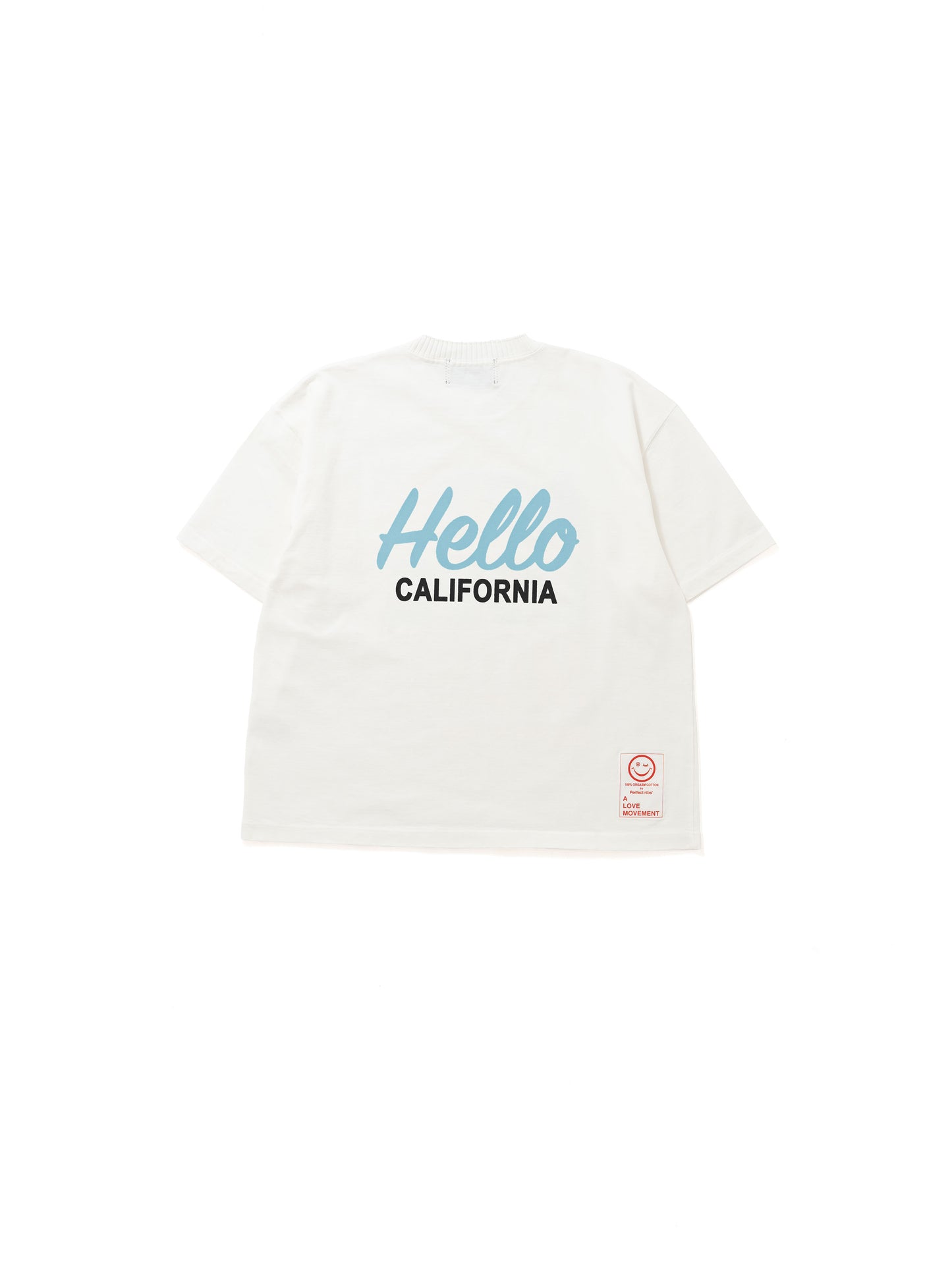 【Perfect ribs®︎×A LOVE MOVEMENT】Helllo CALFOLNIA / Basic Short Sleeve T Shirts / White(ベーシックショートスリーブティーシャツ/ホワイト)